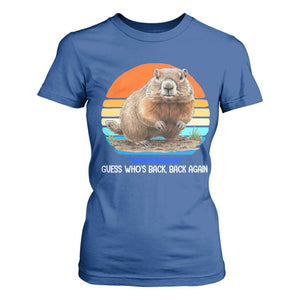 Groundhog Day T Shirt For Women Retro Vintage Funny Woodchuck Guess Whos Back TS10 Royal Blue Print Your Wear