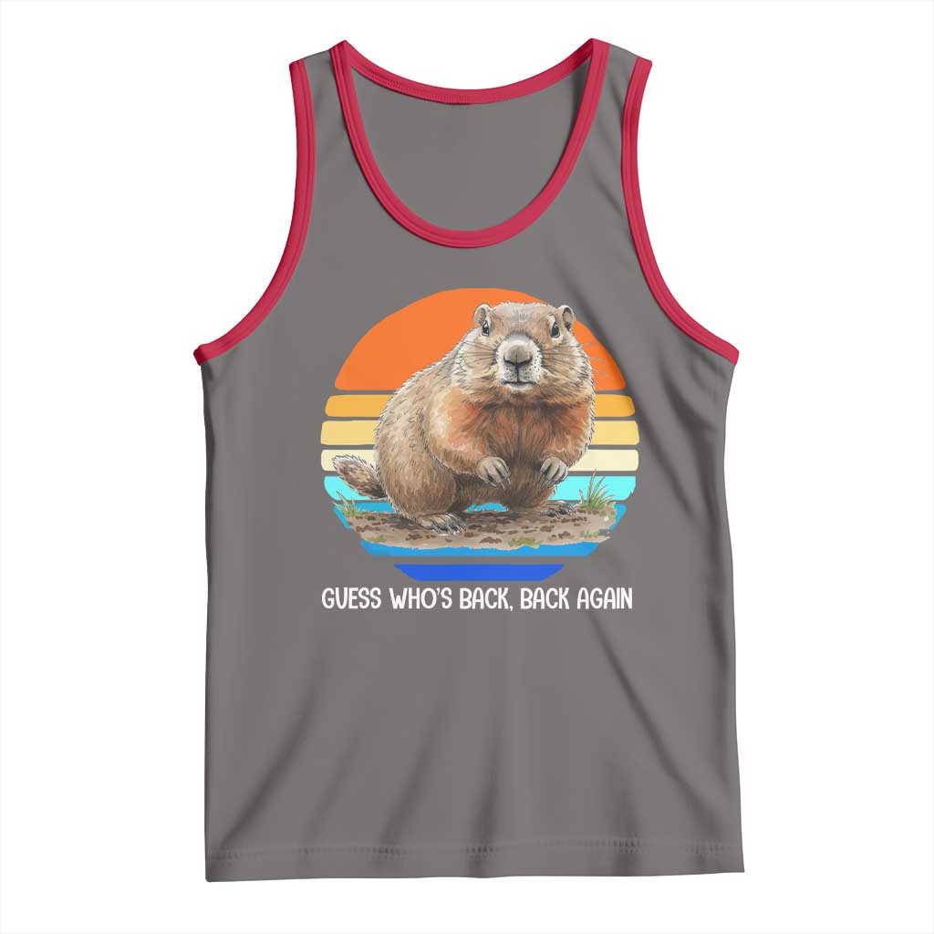 Groundhog Day Tank Top Retro Vintage Funny Woodchuck Guess Whos Back TS10 Deep Heather Red Print Your Wear