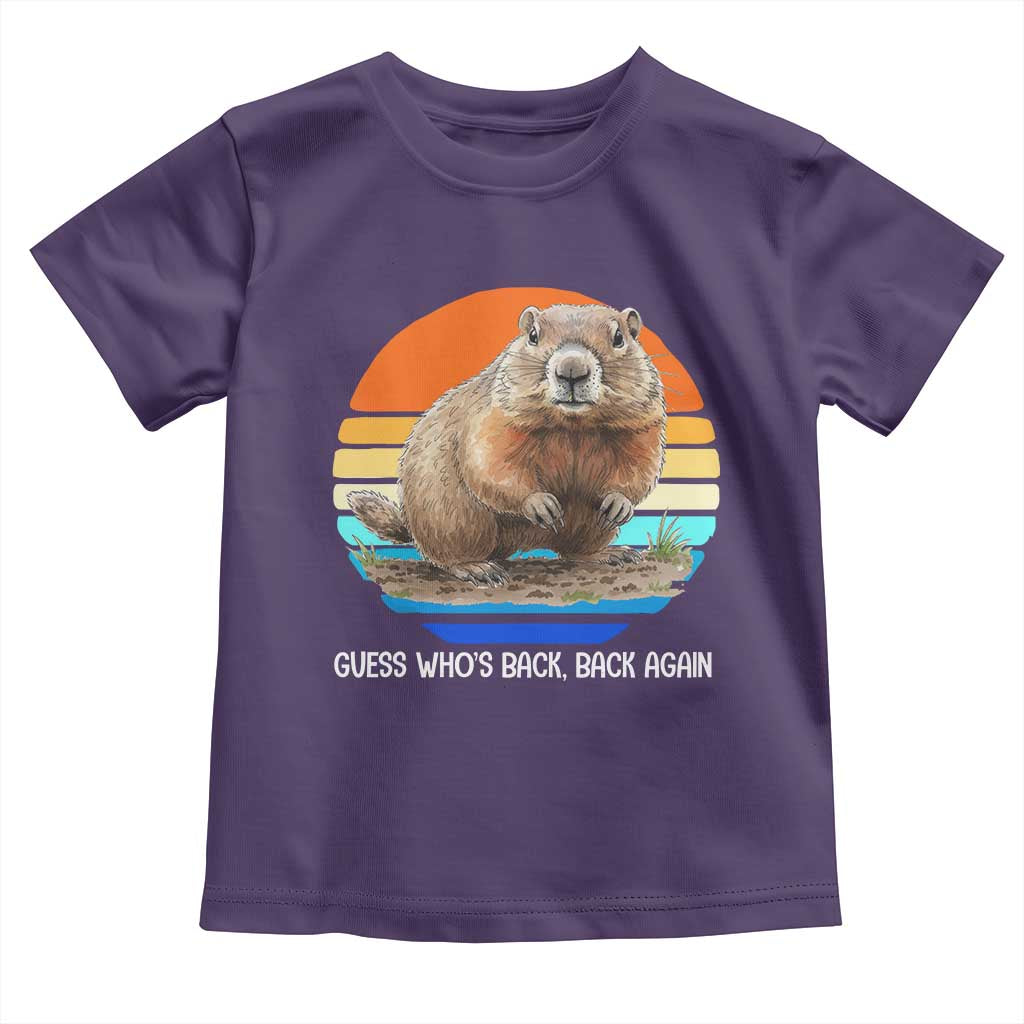 Groundhog Day Toddler T Shirt Retro Vintage Funny Woodchuck Guess Whos Back TS10 Purple Print Your Wear