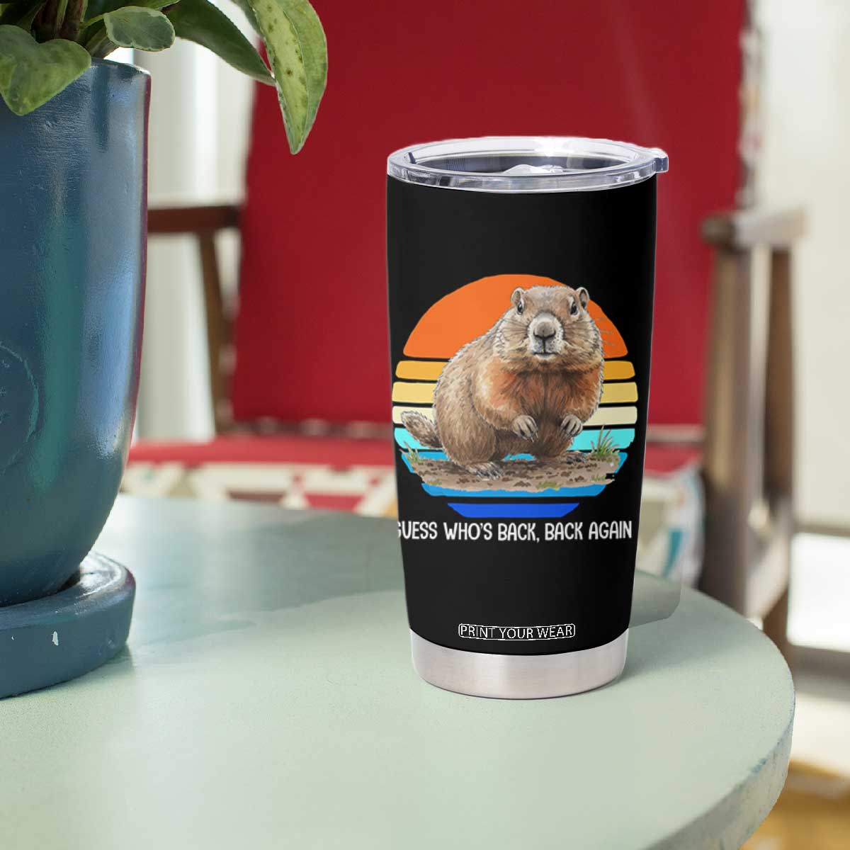 Groundhog Day Tumbler Cup Retro Vintage Funny Woodchuck Guess Whos Back TS10 Print Your Wear