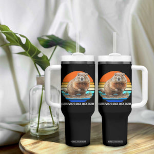 Groundhog Day Tumbler With Handle Retro Vintage Funny Woodchuck Guess Whos Back TS10 Print Your Wear