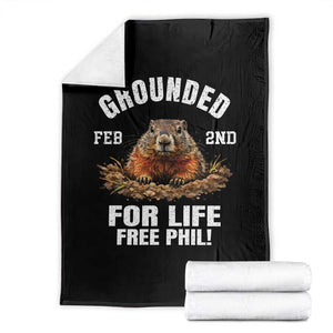 Funny Groundhog Throw Blanket Grounded For Life Ground Hog Day TS10 Black Print Your Wear