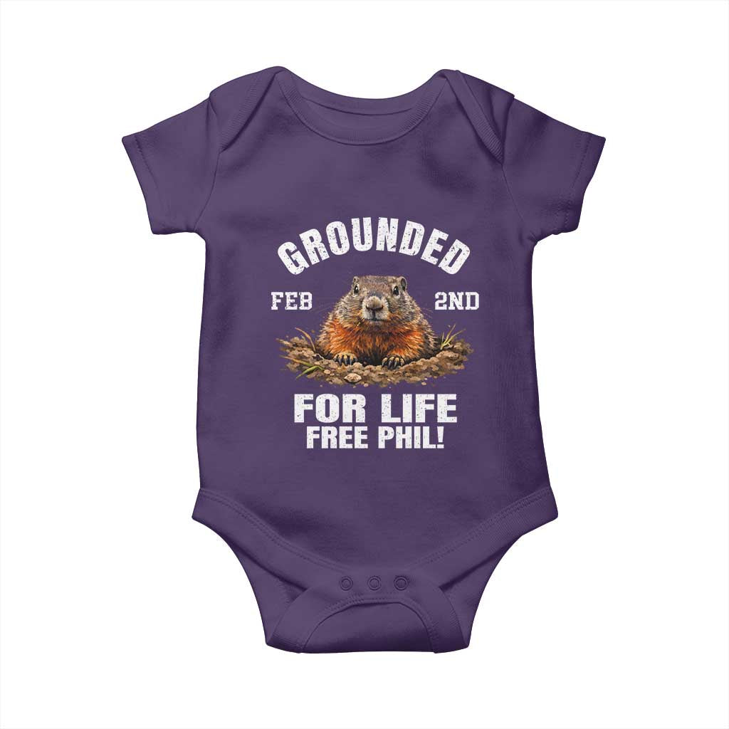Funny Groundhog Baby Onesie Grounded For Life Ground Hog Day TS10 Purple Print Your Wear