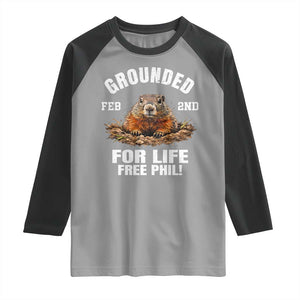 Funny Groundhog Raglan Shirt Grounded For Life Ground Hog Day TS10 Sport Gray Black Print Your Wear