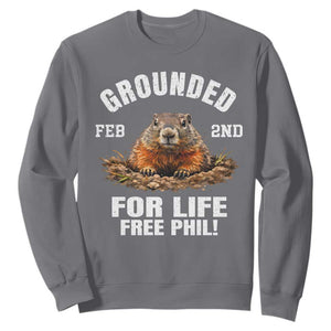 Funny Groundhog Sweatshirt Grounded For Life Ground Hog Day TS10 Charcoal Print Your Wear