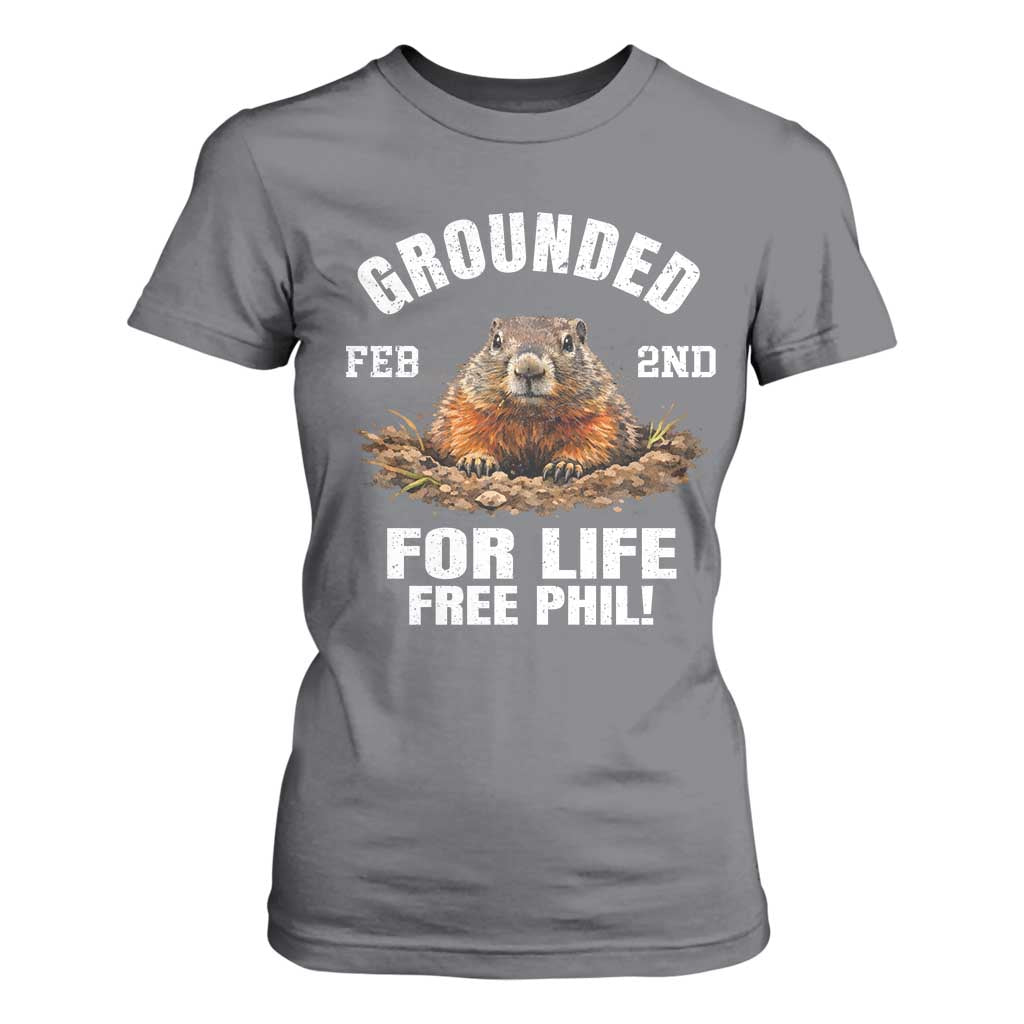 Funny Groundhog T Shirt For Women Grounded For Life Ground Hog Day TS10 Charcoal Print Your Wear