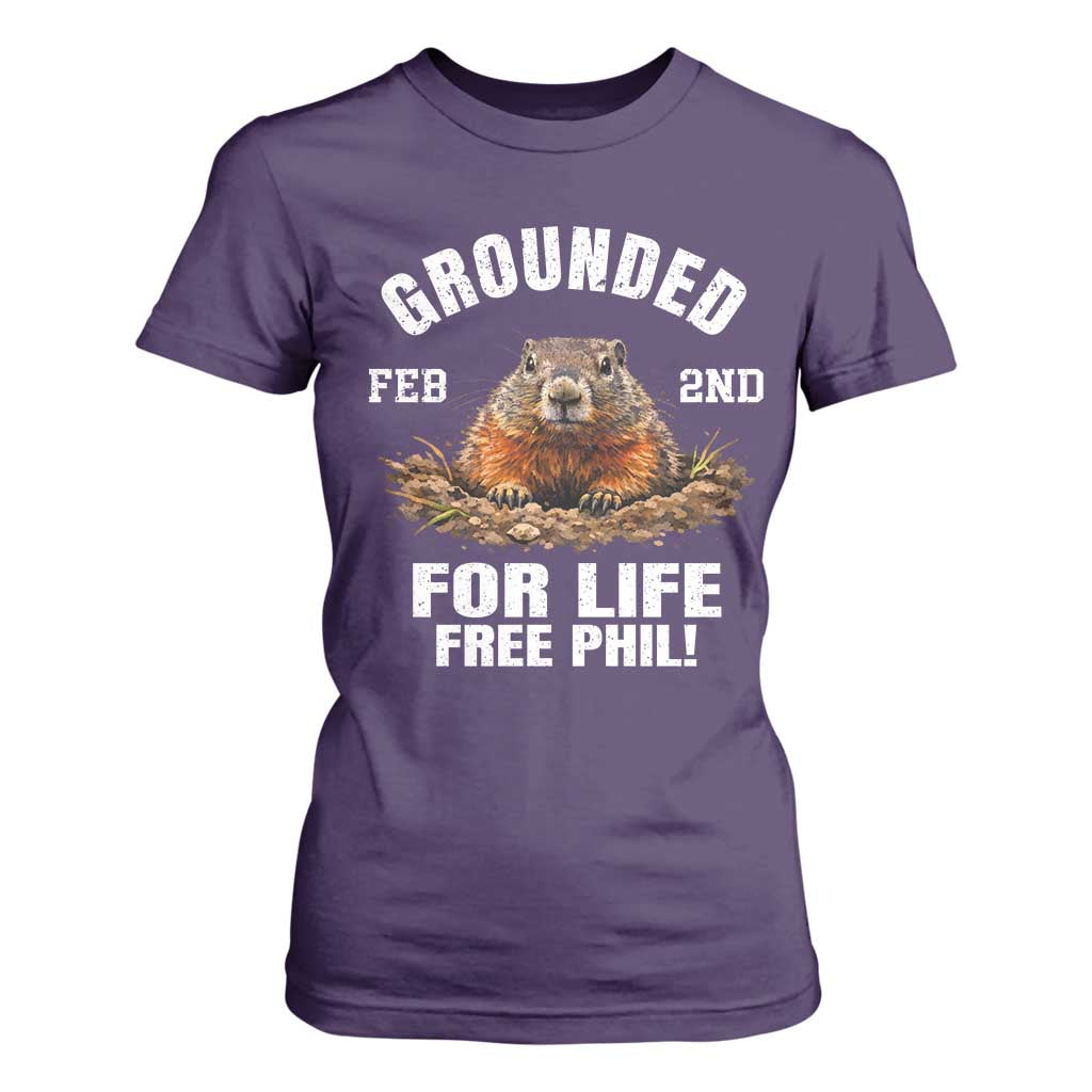 Funny Groundhog T Shirt For Women Grounded For Life Ground Hog Day TS10 Purple Print Your Wear