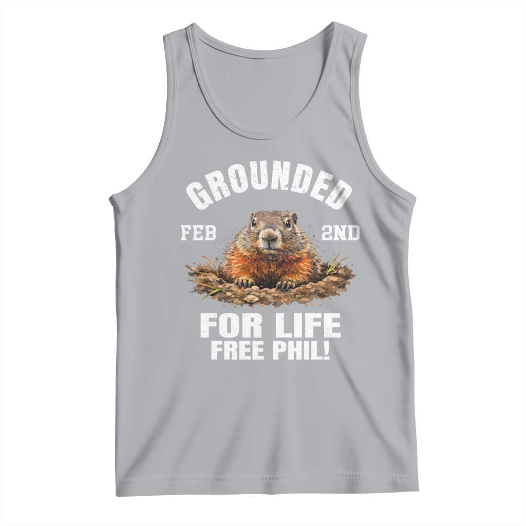 Funny Groundhog Tank Top Grounded For Life Ground Hog Day TS10 Athletic Heather Print Your Wear