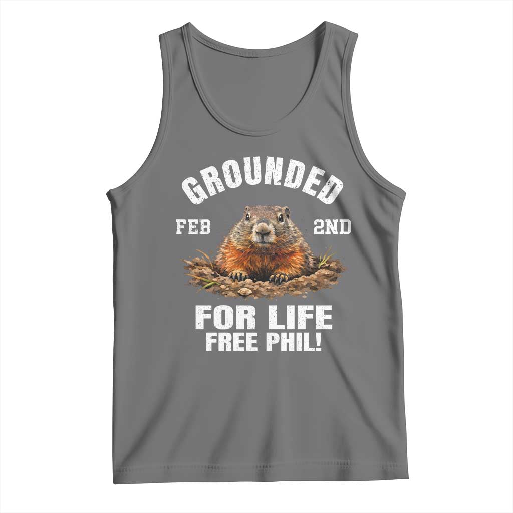 Funny Groundhog Tank Top Grounded For Life Ground Hog Day TS10 Black Heather Print Your Wear