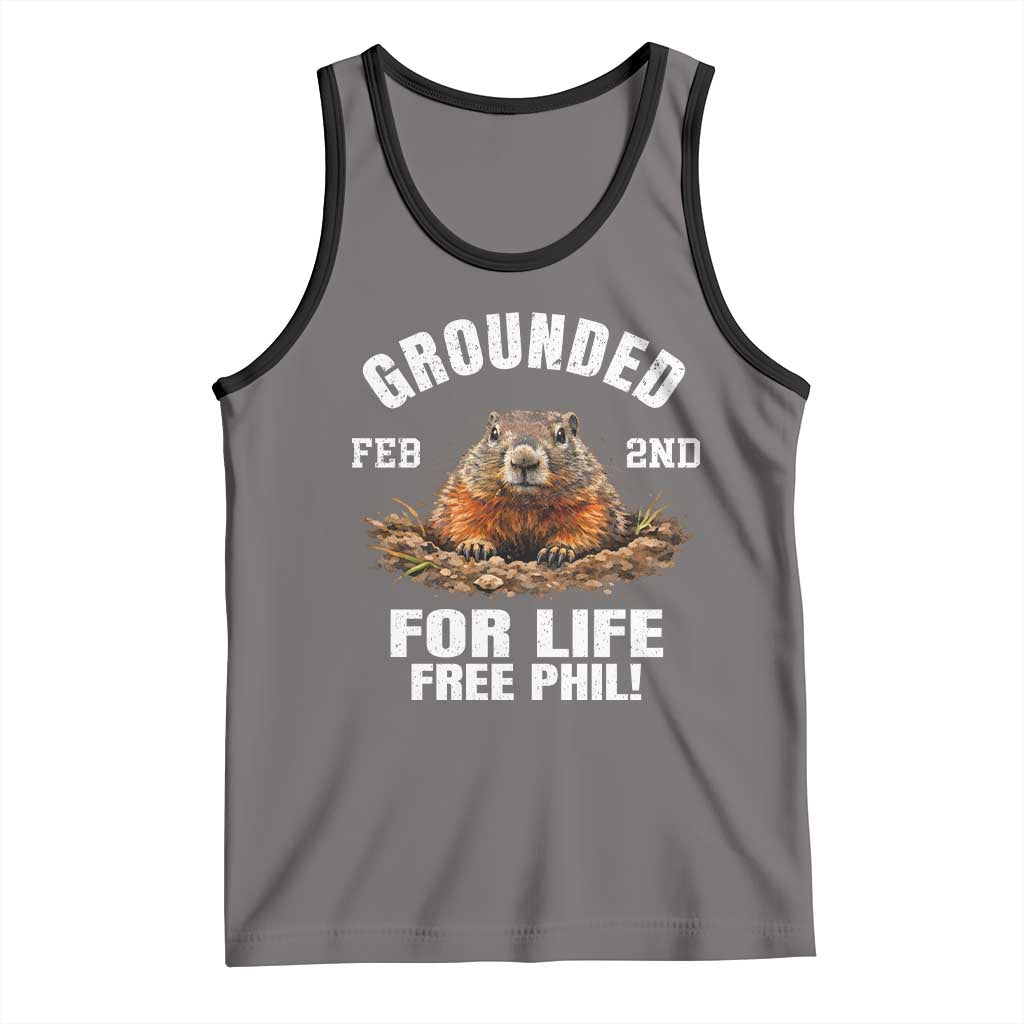 Funny Groundhog Tank Top Grounded For Life Ground Hog Day TS10 Deep Heather Black Print Your Wear