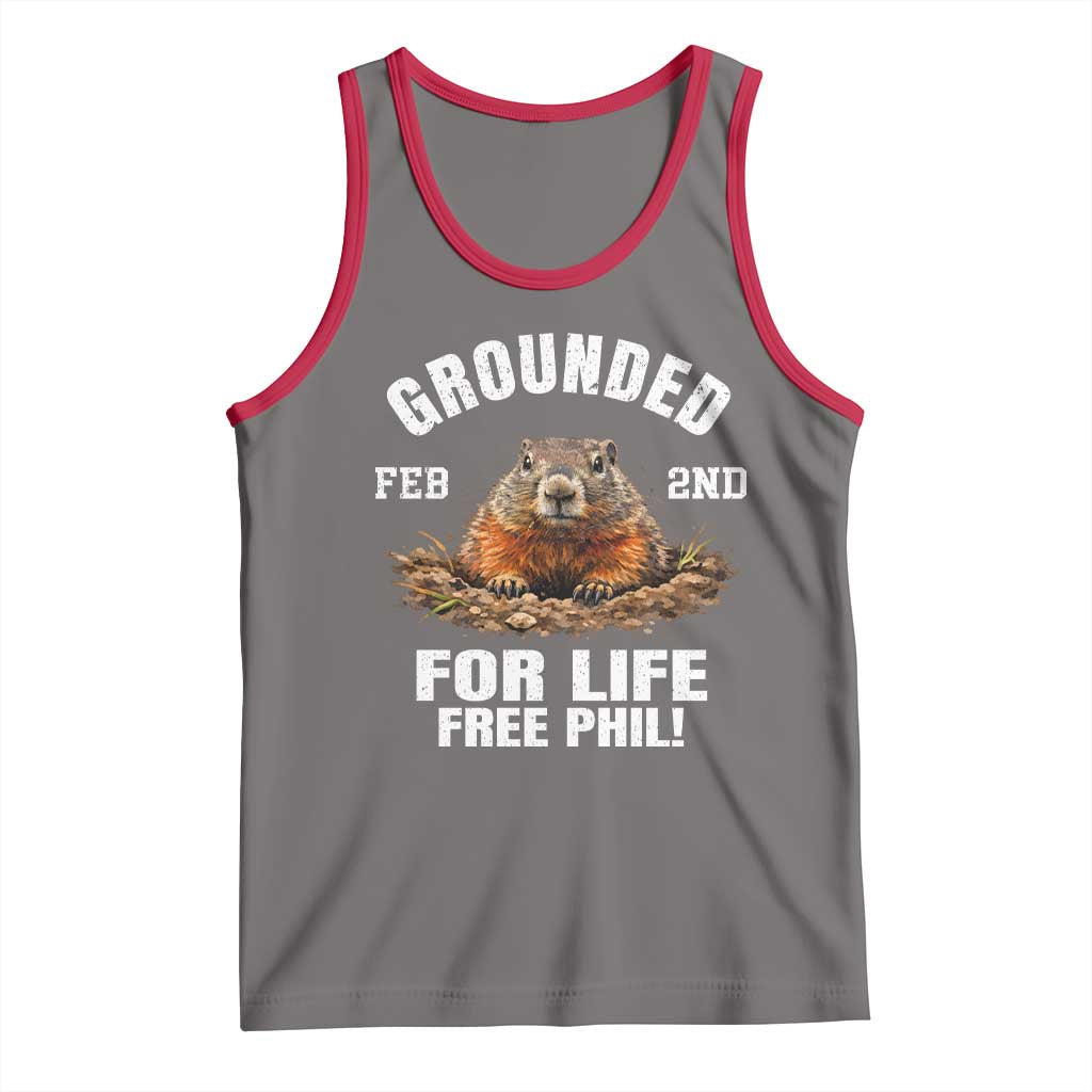 Funny Groundhog Tank Top Grounded For Life Ground Hog Day TS10 Deep Heather Red Print Your Wear