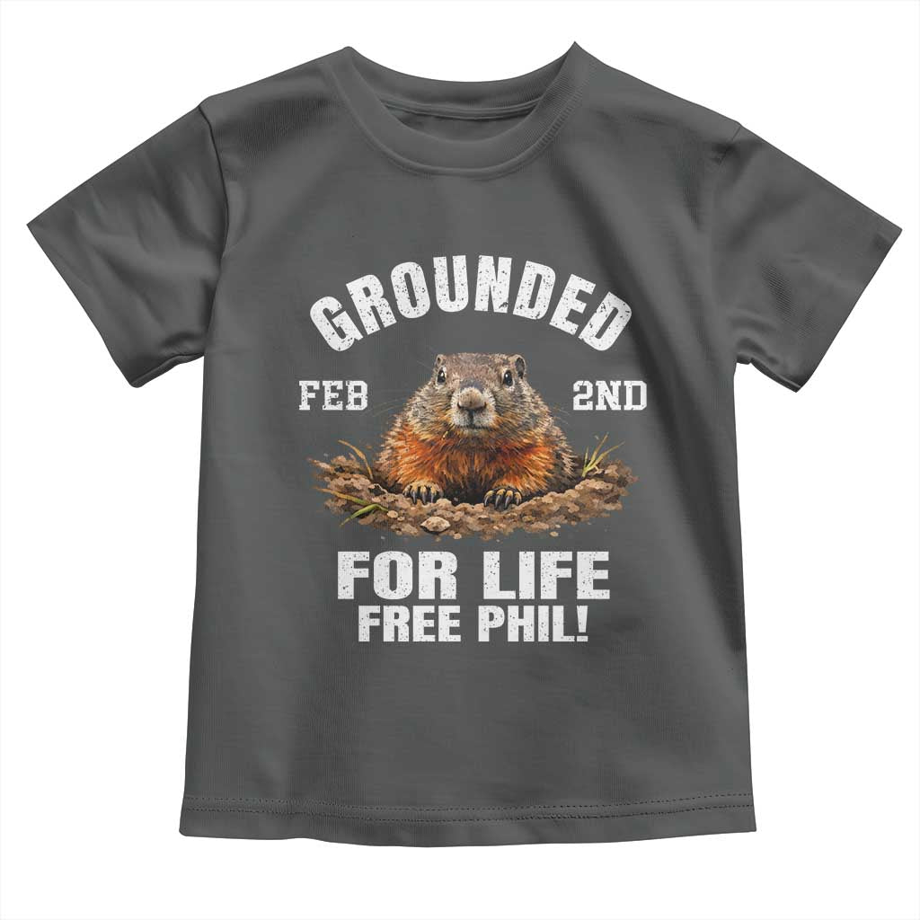 Funny Groundhog Toddler T Shirt Grounded For Life Ground Hog Day TS10 Dark Heather Print Your Wear