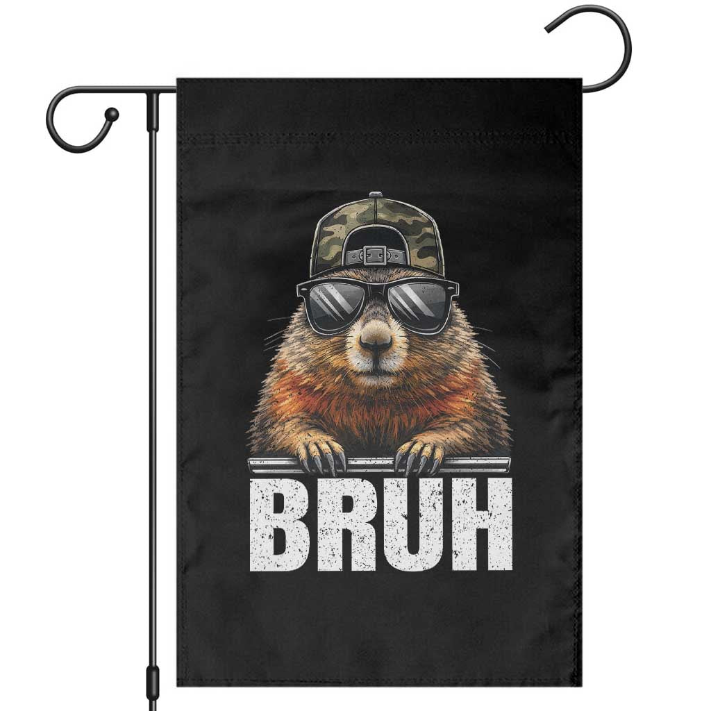 Bruh Groundhog Garden Flag Funny Woodchuck Camo Hat Youth Teens Kids Slang TS10 Black Print Your Wear