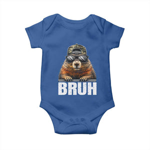 Bruh Groundhog Baby Onesie Funny Woodchuck Camo Hat Youth Teens Kids Slang TS10 Royal Blue Print Your Wear
