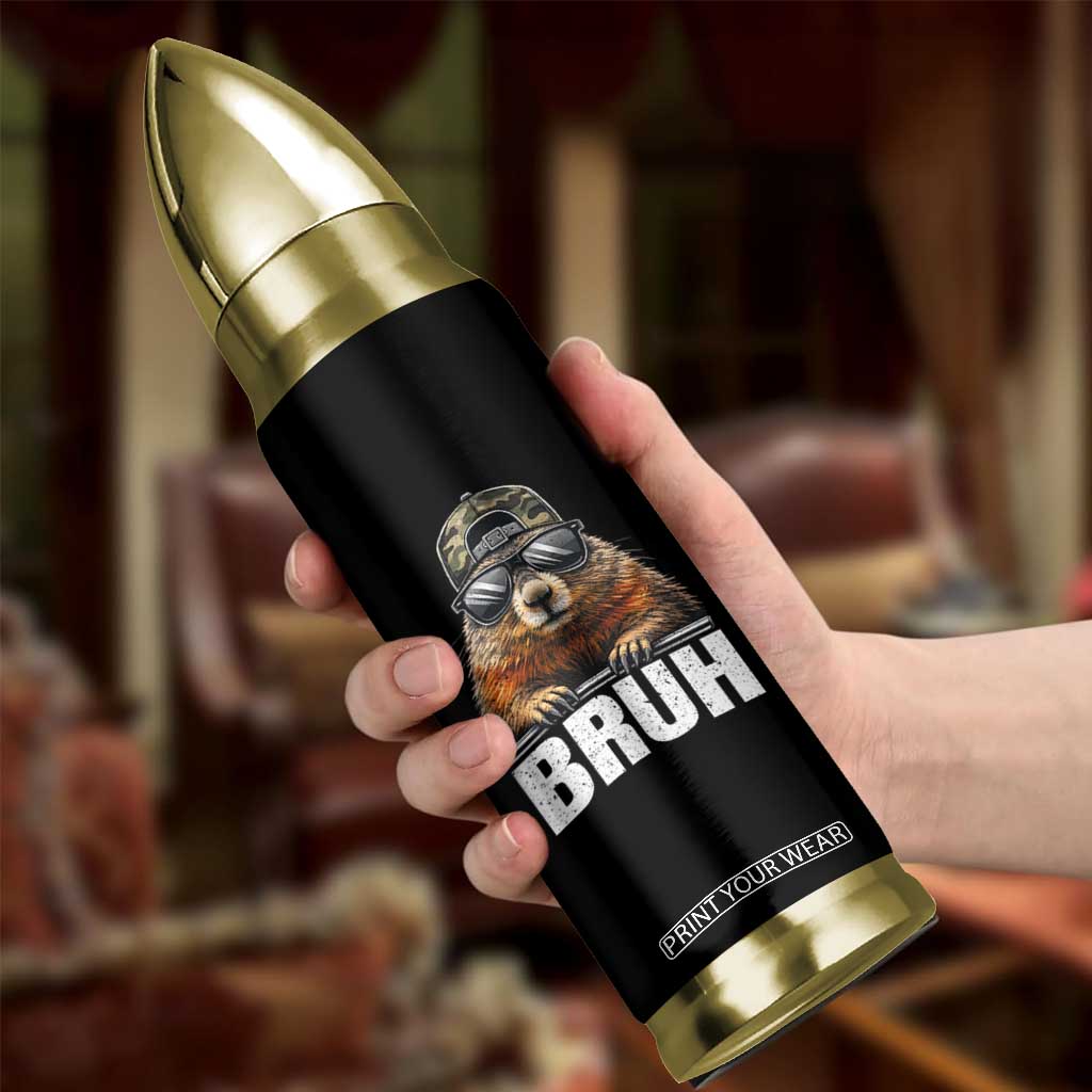 Bruh Groundhog Bullet Tumbler Funny Woodchuck Camo Hat Youth Teens Kids Slang TS10 Print Your Wear