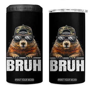 Bruh Groundhog 4 in 1 Can Cooler Tumbler Funny Woodchuck Camo Hat Youth Teens Kids Slang TS10 One Size: 16 oz Black Print Your Wear