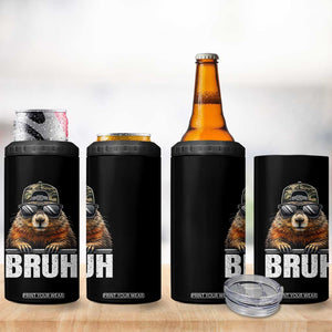 Bruh Groundhog 4 in 1 Can Cooler Tumbler Funny Woodchuck Camo Hat Youth Teens Kids Slang TS10 Print Your Wear