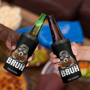 Bruh Groundhog 4 in 1 Can Cooler Tumbler Funny Woodchuck Camo Hat Youth Teens Kids Slang TS10 Print Your Wear