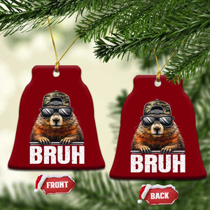 Bruh Groundhog Ceramic Ornament Funny Woodchuck Camo Hat Youth Teens Kids Slang TS10 Print Your Wear