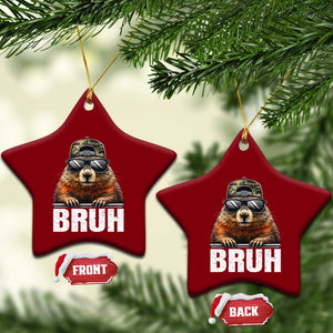 Bruh Groundhog Ceramic Ornament Funny Woodchuck Camo Hat Youth Teens Kids Slang TS10 Print Your Wear