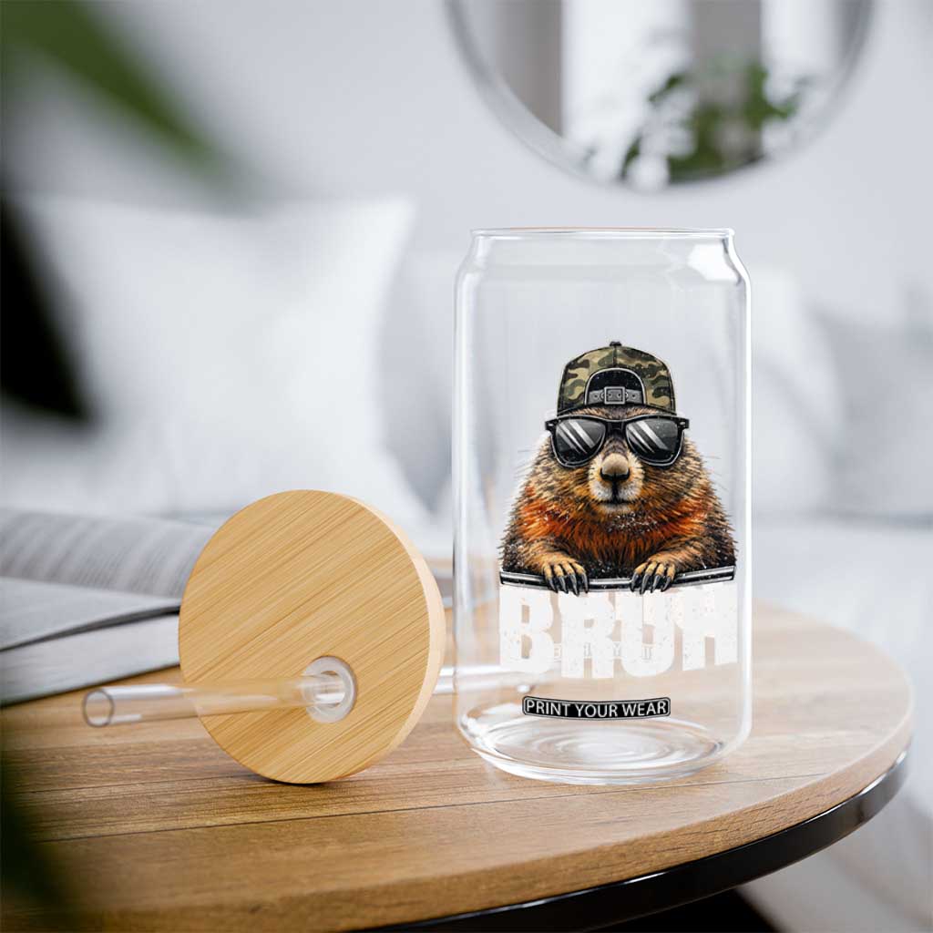 Bruh Groundhog Glass Can Funny Woodchuck Camo Hat Youth Teens Kids Slang TS10 Print Your Wear