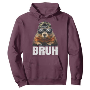 Bruh Groundhog Hoodie Funny Woodchuck Camo Hat Youth Teens Kids Slang TS10 Maroon Print Your Wear