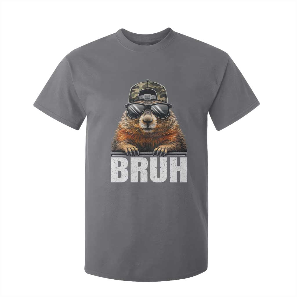Bruh Groundhog T Shirt For Kid Funny Woodchuck Camo Hat Youth Teens Kids Slang TS10 Charcoal Print Your Wear