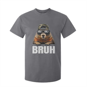 Bruh Groundhog T Shirt For Kid Funny Woodchuck Camo Hat Youth Teens Kids Slang TS10 Charcoal Print Your Wear