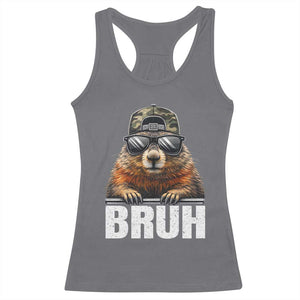 Bruh Groundhog Racerback Tank Top Funny Woodchuck Camo Hat Youth Teens Kids Slang TS10 Charcoal Print Your Wear