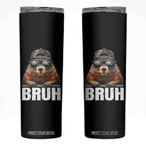 Bruh Groundhog Skinny Tumbler Funny Woodchuck Camo Hat Youth Teens Kids Slang TS10 Black Print Your Wear