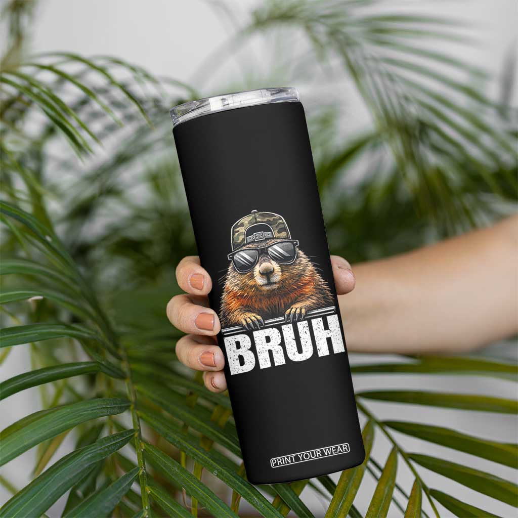 Bruh Groundhog Skinny Tumbler Funny Woodchuck Camo Hat Youth Teens Kids Slang TS10 Print Your Wear