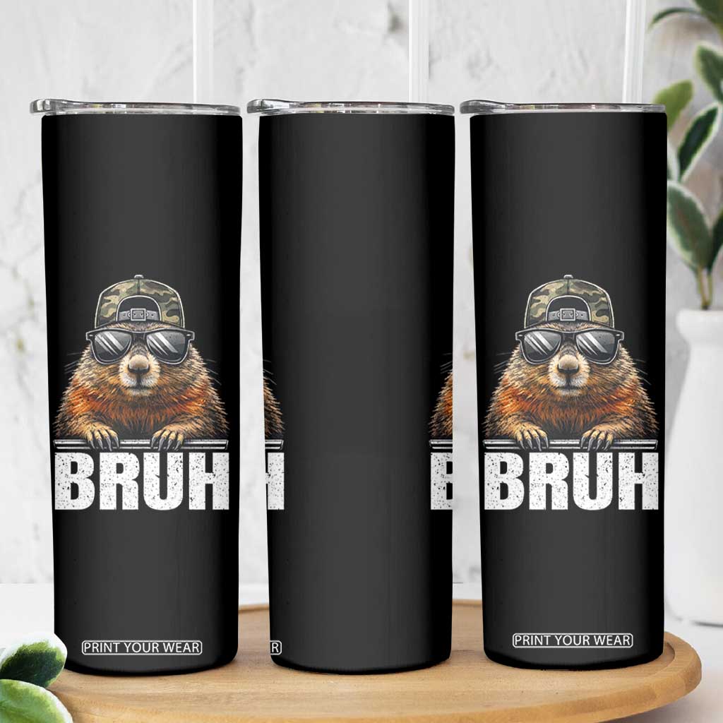 Bruh Groundhog Skinny Tumbler Funny Woodchuck Camo Hat Youth Teens Kids Slang TS10 Print Your Wear