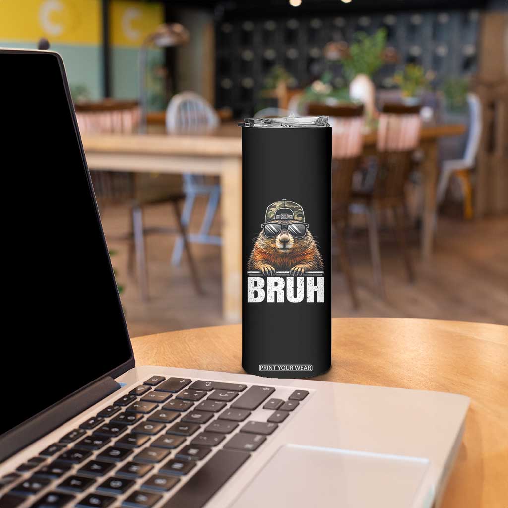 Bruh Groundhog Skinny Tumbler Funny Woodchuck Camo Hat Youth Teens Kids Slang TS10 Print Your Wear