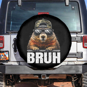 Bruh Groundhog Spare Tire Cover Funny Woodchuck Camo Hat Youth Teens Kids Slang TS10 No hole Black Print Your Wear