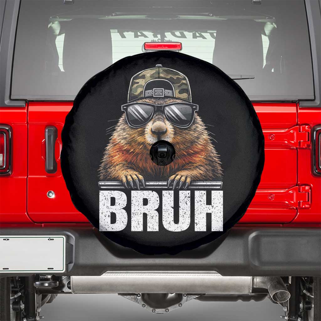 Bruh Groundhog Spare Tire Cover Funny Woodchuck Camo Hat Youth Teens Kids Slang TS10 Black Print Your Wear