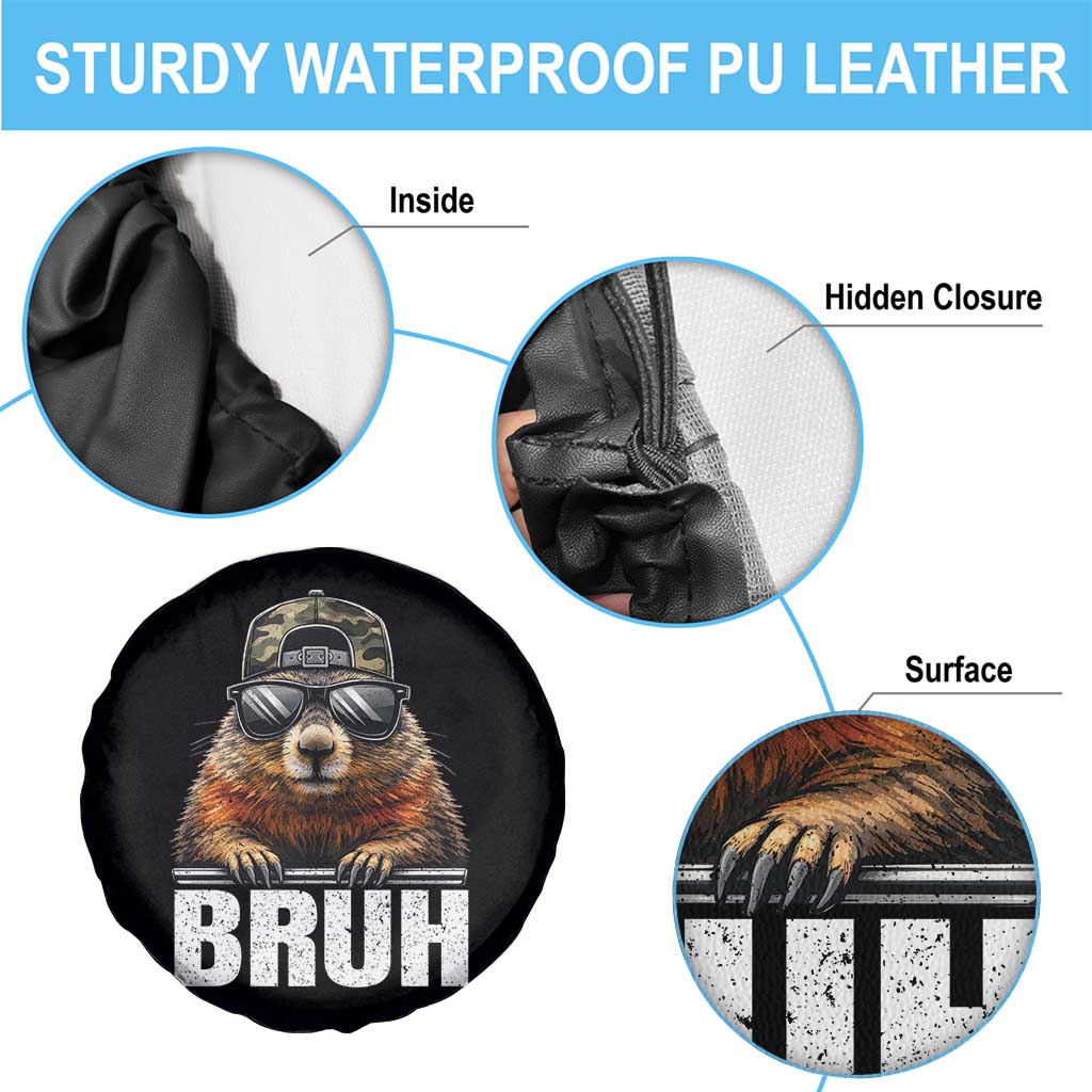 Bruh Groundhog Spare Tire Cover Funny Woodchuck Camo Hat Youth Teens Kids Slang TS10 Print Your Wear