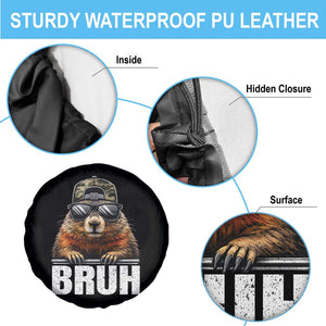 Bruh Groundhog Spare Tire Cover Funny Woodchuck Camo Hat Youth Teens Kids Slang TS10 Print Your Wear