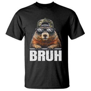 Bruh Groundhog T Shirt Funny Woodchuck Camo Hat Youth Teens Kids Slang TS10 Black Print Your Wear