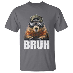 Bruh Groundhog T Shirt Funny Woodchuck Camo Hat Youth Teens Kids Slang TS10 Charcoal Print Your Wear