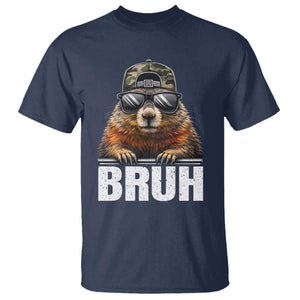 Bruh Groundhog T Shirt Funny Woodchuck Camo Hat Youth Teens Kids Slang TS10 Navy Print Your Wear
