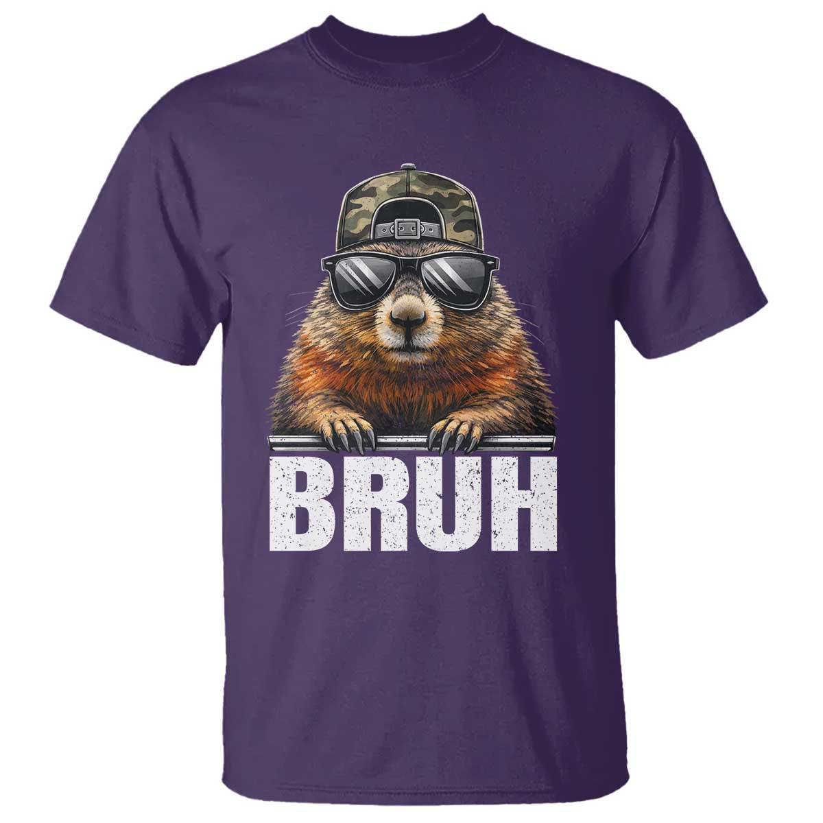 Bruh Groundhog T Shirt Funny Woodchuck Camo Hat Youth Teens Kids Slang TS10 Purple Print Your Wear