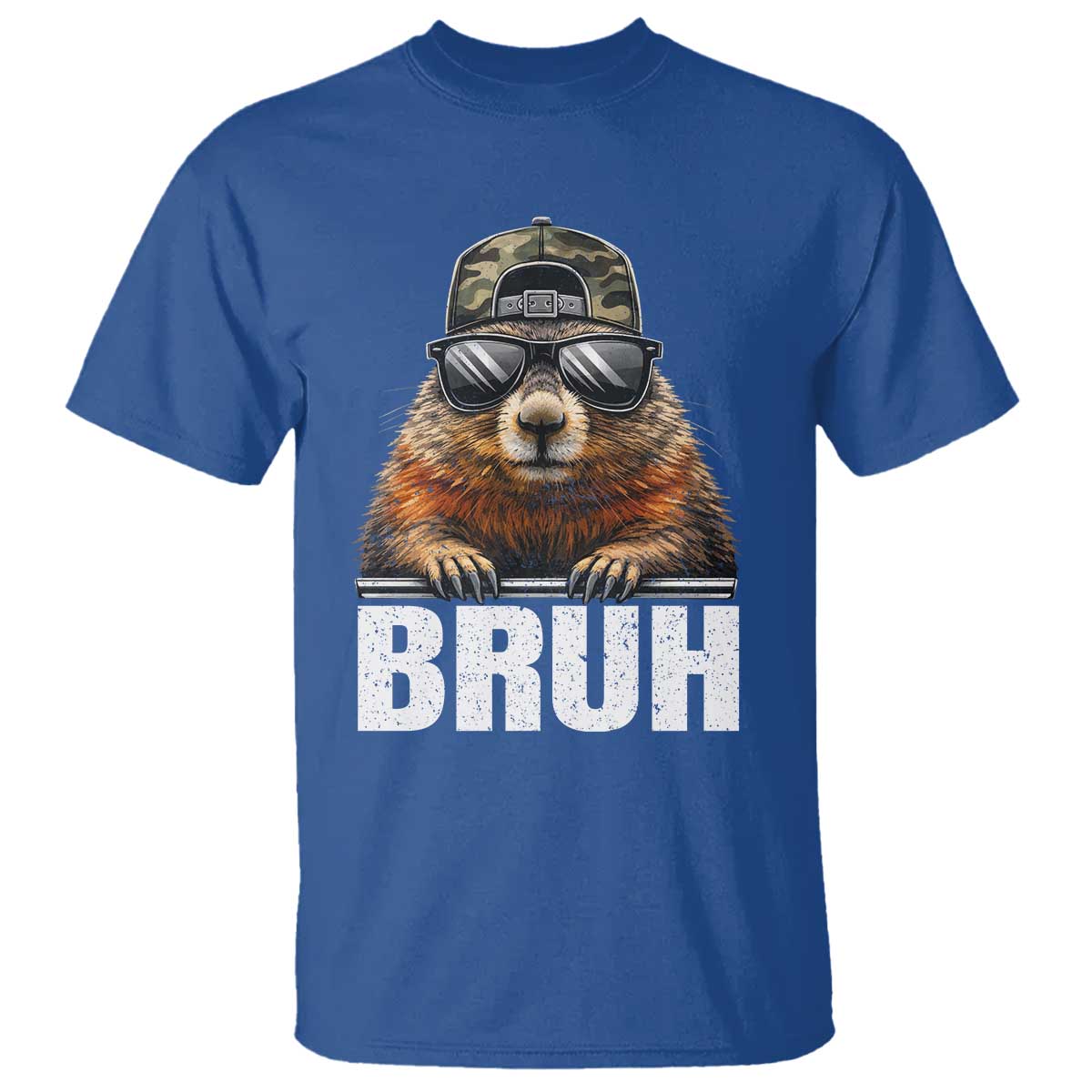 Bruh Groundhog T Shirt Funny Woodchuck Camo Hat Youth Teens Kids Slang TS10 Royal Blue Print Your Wear