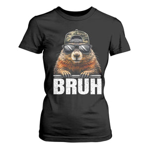 Bruh Groundhog T Shirt For Women Funny Woodchuck Camo Hat Youth Teens Kids Slang TS10 Black Print Your Wear