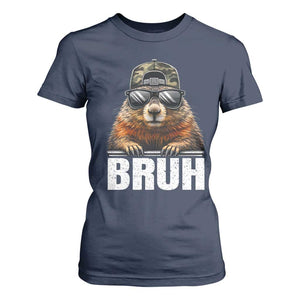 Bruh Groundhog T Shirt For Women Funny Woodchuck Camo Hat Youth Teens Kids Slang TS10 Navy Print Your Wear