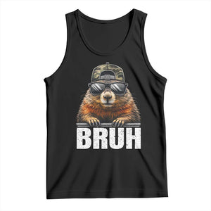 Bruh Groundhog Tank Top Funny Woodchuck Camo Hat Youth Teens Kids Slang TS10 Black Print Your Wear