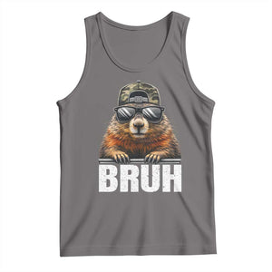 Bruh Groundhog Tank Top Funny Woodchuck Camo Hat Youth Teens Kids Slang TS10 Deep Heather Print Your Wear