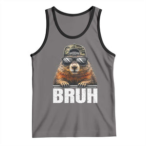 Bruh Groundhog Tank Top Funny Woodchuck Camo Hat Youth Teens Kids Slang TS10 Deep Heather Black Print Your Wear