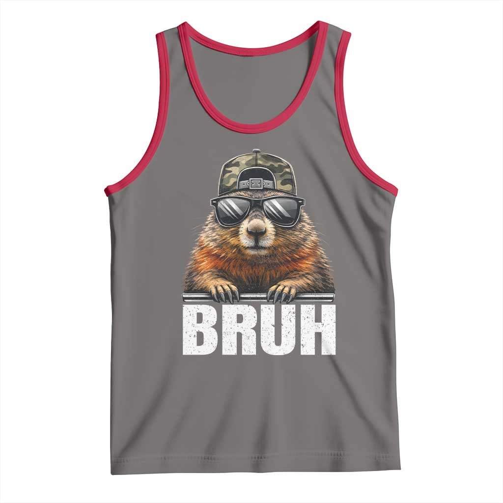Bruh Groundhog Tank Top Funny Woodchuck Camo Hat Youth Teens Kids Slang TS10 Deep Heather Red Print Your Wear