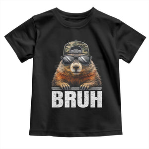 Bruh Groundhog Toddler T Shirt Funny Woodchuck Camo Hat Youth Teens Kids Slang TS10 Black Print Your Wear