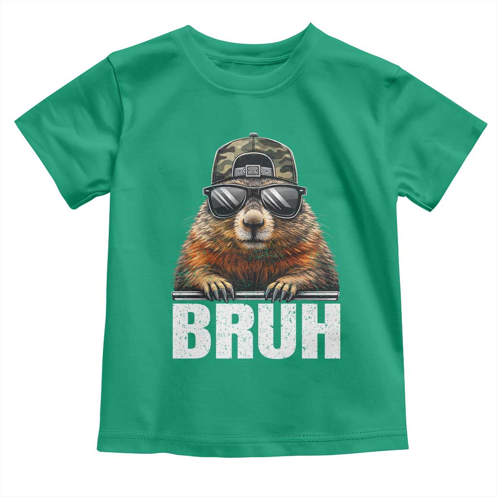Bruh Groundhog Toddler T Shirt Funny Woodchuck Camo Hat Youth Teens Kids Slang TS10 Irish Green Print Your Wear